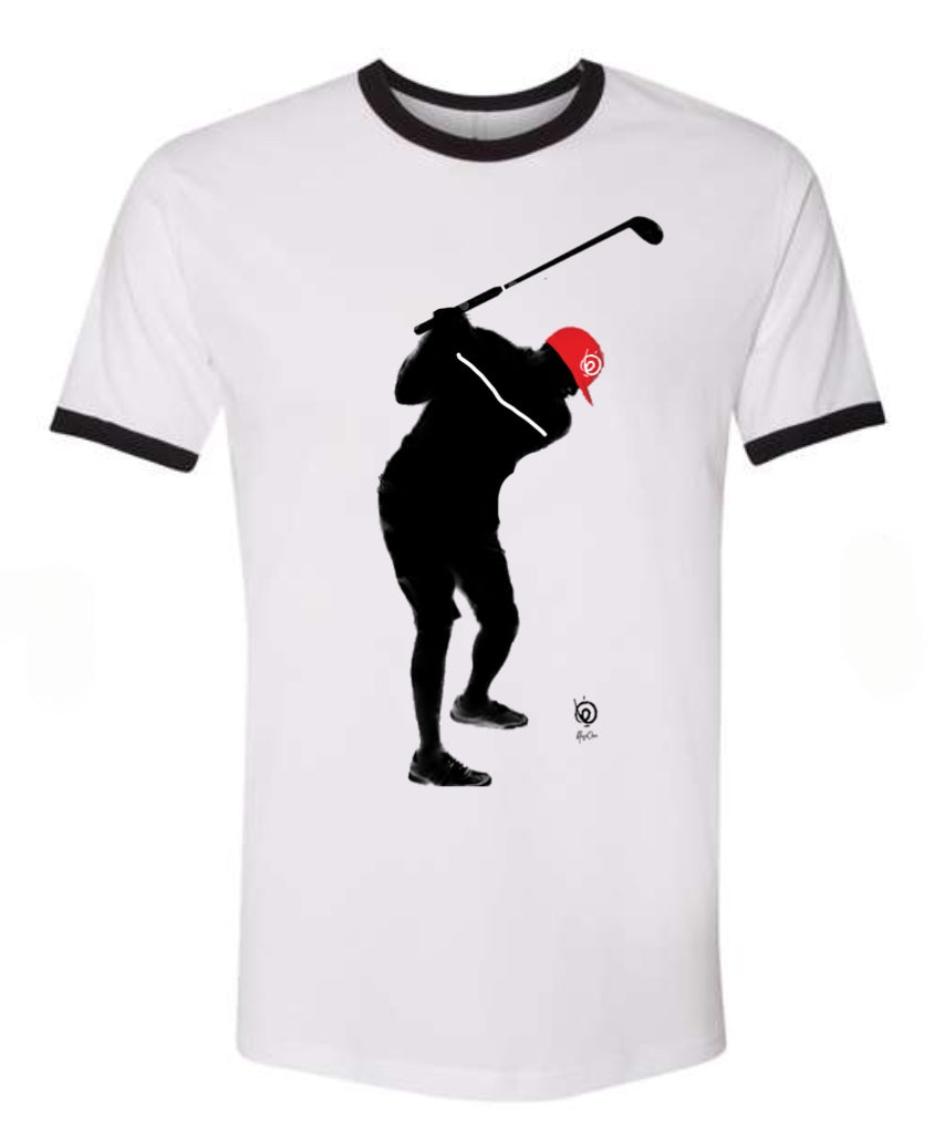 4 Golf Logo -White and Black Ringer Tee