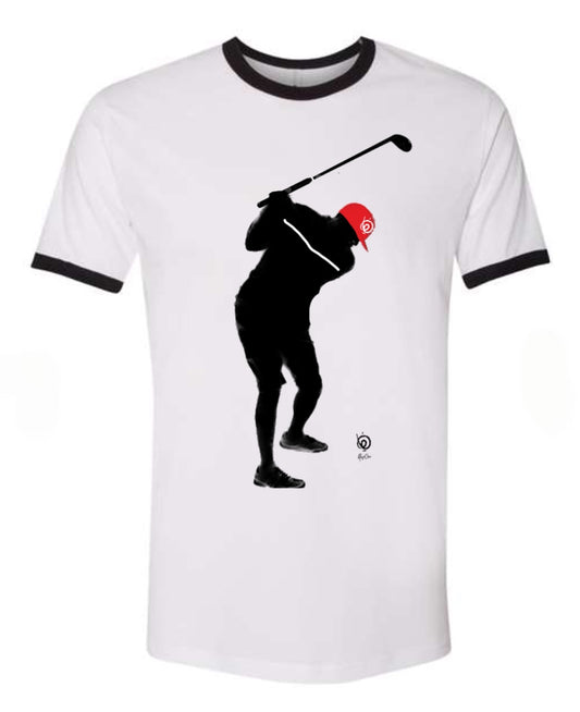 4 Golf Logo -White and Black Ringer Tee