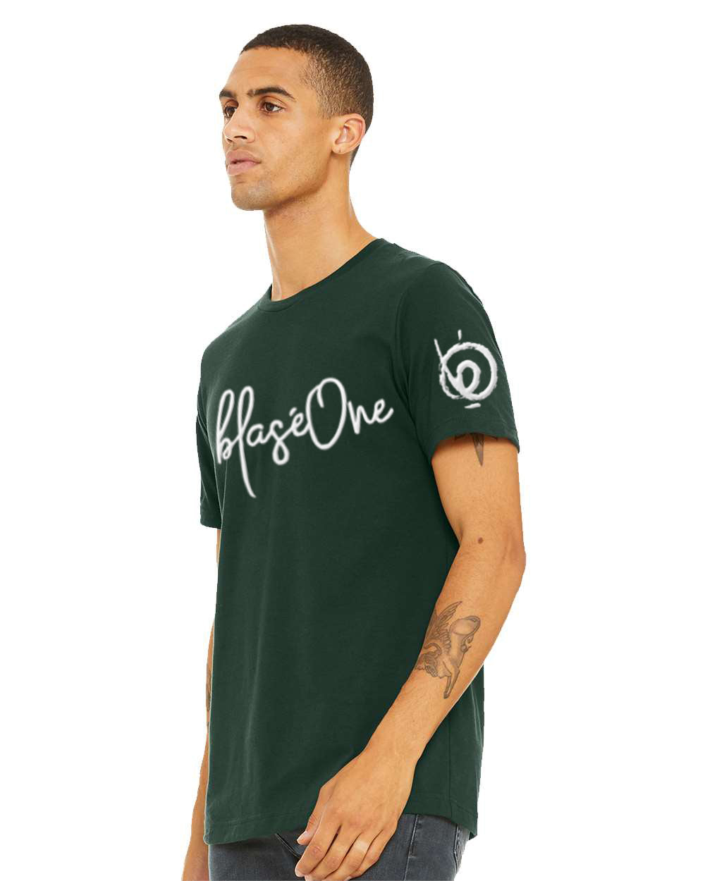 Signature 3D White & Forest Green Tee