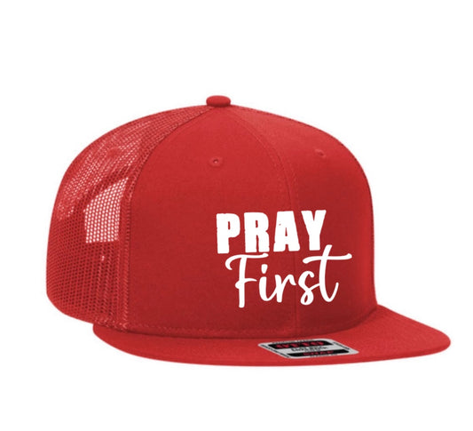 1.2 Pray First White Red and White Cap