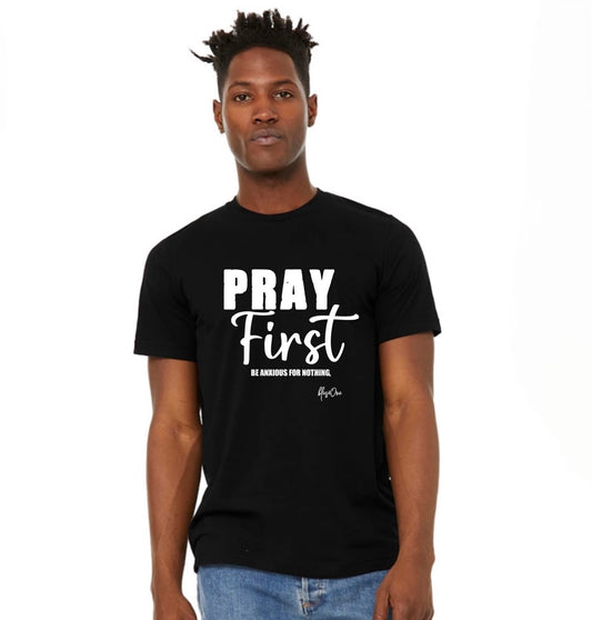 1 Pray First Black Tee