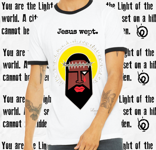 Jesus Wept White/Black Ringer Tee