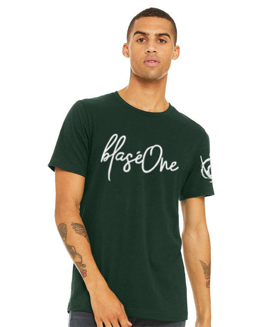 Signature 3D White & Forest Green Tee